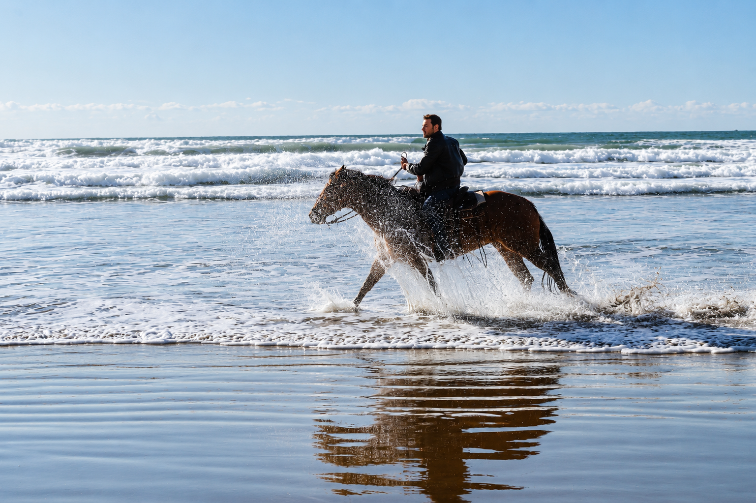 Horse on the Oregon coast beach