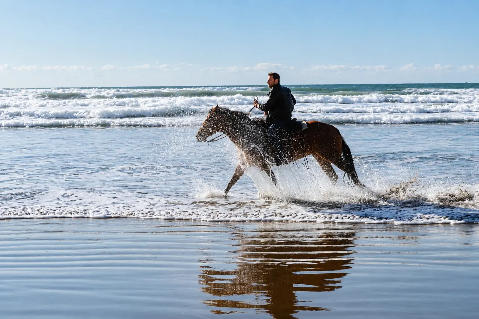 Horse on the Oregon coast beach